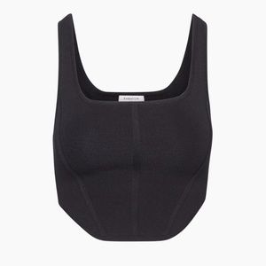 Aritzia Babaton Sculpt Knit Square-neck Bustier Tank (Size Small, Black)